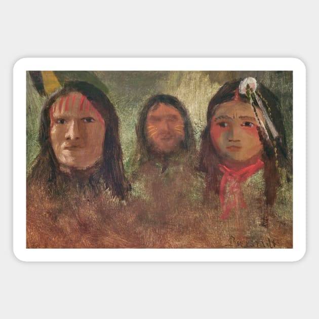 Three Indians by Albert Bierstadt Magnet by Classic Art Stall